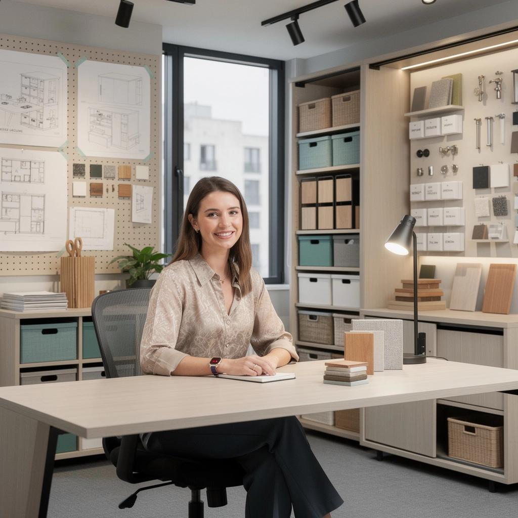 Kącik do pracy w małym mieszkaniu z ergonomicznie zaprojektowanym biurkiem